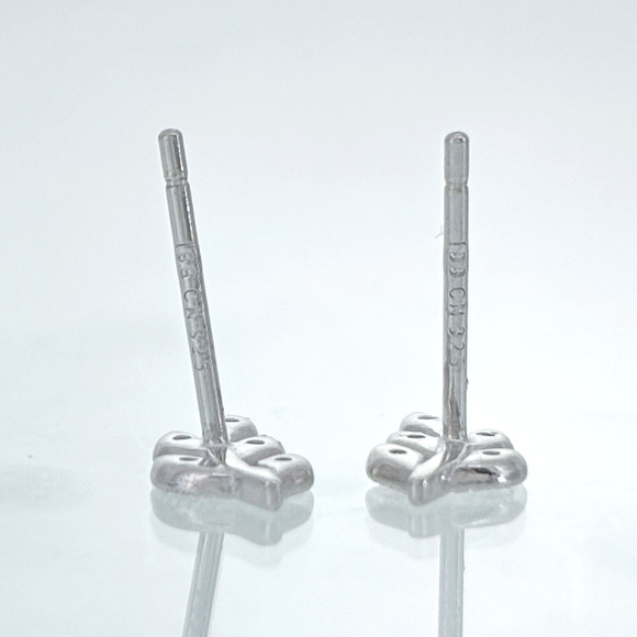 Vintage Sterling Silver 925 Cubic Zirconia Leaf Stud Earrings - Picture 3 of 5